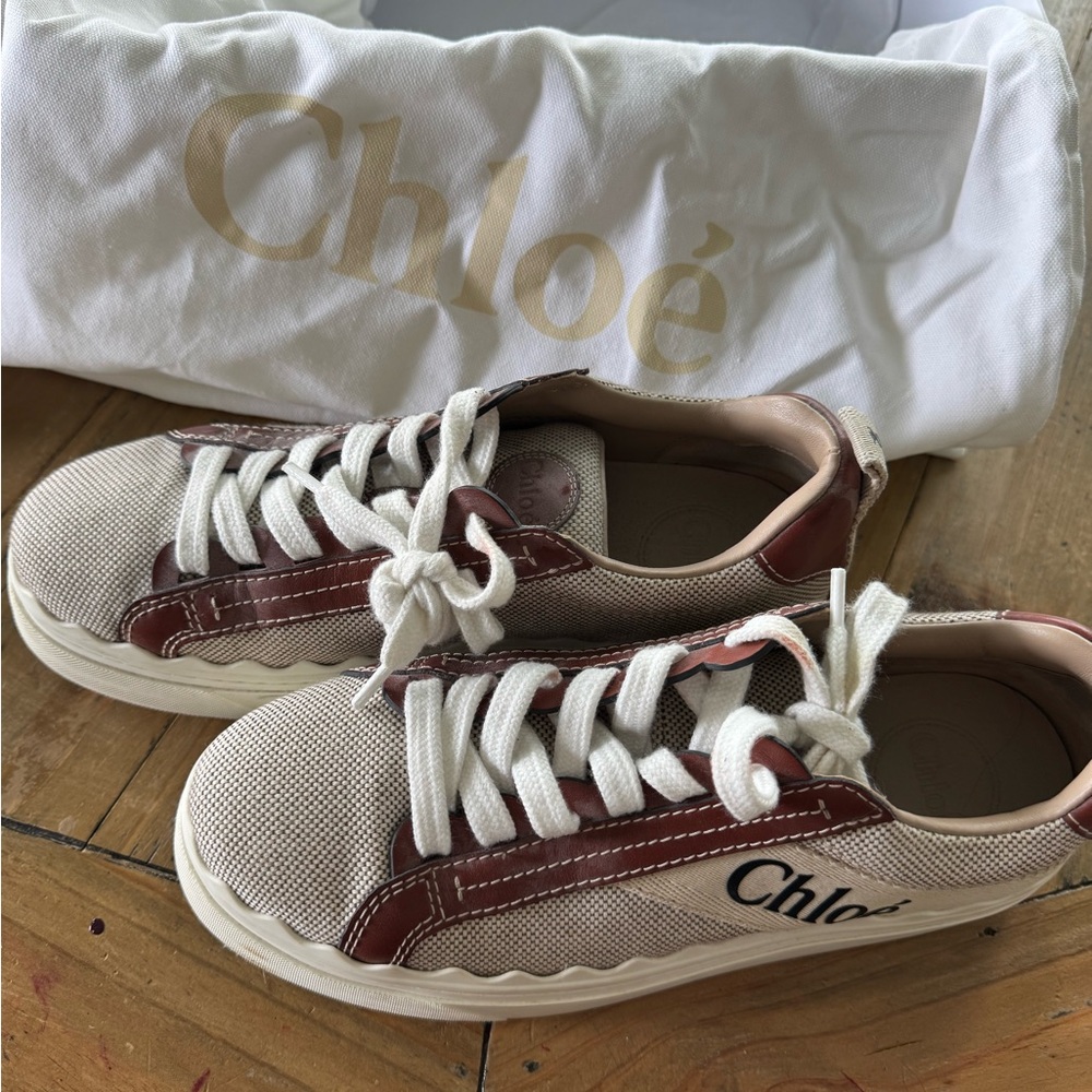 Chloe Beige and Brown Sneakers - Picture 3 of 5